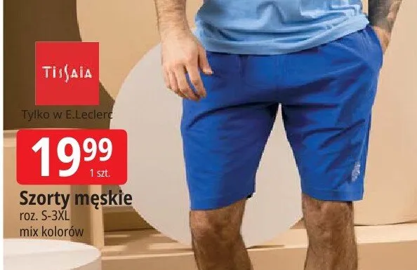 Szorty męskie Tissaia roz. S-3XL mix kolorów promocja w Leclerc