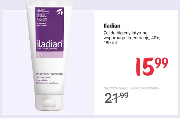 Żel do higieny intymnej Iladian 40+ promocja w Rossmann