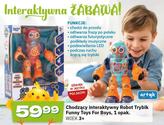 Chodzący interaktywny robot Trybik Funny Toys For Boys, 1 opak. promocja w Twój Market