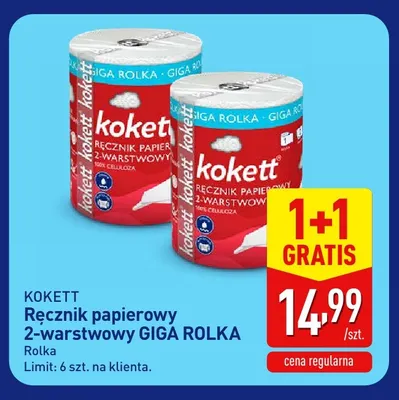 Ręcznik papierowy 2-warstwowy Giga Rolka Kokett promocja w Aldi
