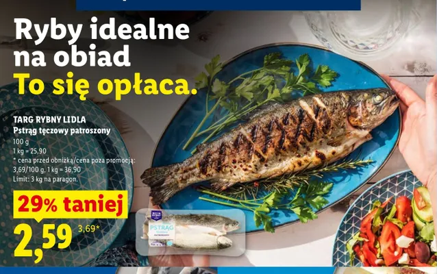 Pstrąg tęczowy patroszony Targ Rybny Lidla promocja w Lidl