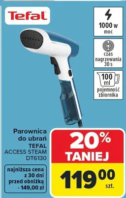 Parownica do ubrań TEFAL ACCESS STEAM DT6130 promocja w Carrefour