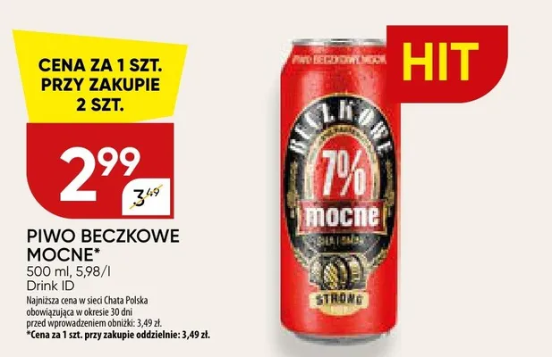 Piwo beczkowe mocne promocja w Chata Polska