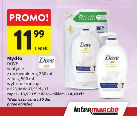 Mydło w płynie zapas Dove promocja w Intermarche
