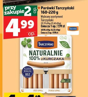 Parówki Tarczyński Naturalnie 100% z kurczaka promocja w TOPAZ