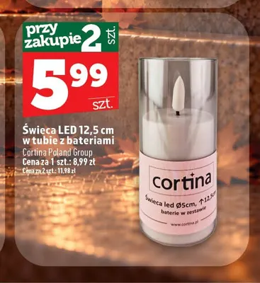 Świeca LED 12,5 cm w tubie z bateriami Cortina promocja w TOPAZ