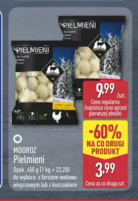 Pielmieni z farszem wołowo-wieprzowym Mooroz promocja w Aldi