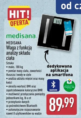 Waga z funkcją analizy składu ciała Medisana promocja w Aldi