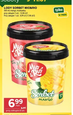 Lody sorbet truskawka Mio&Rio promocja w Stokrotka