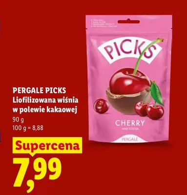Wiśnie w czekoladzie Pergale Picks Liofilizowana wiśnia w polewie kakaowej promocja w Lidl