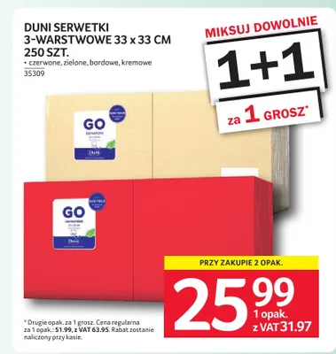 Serwetki 3-warstwowe Duni promocja w Selgros