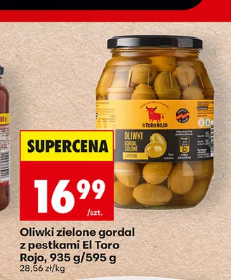 Oliwki zielone gordal z pestkami El Toro Rojo promocja w Biedronka