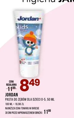 Pasta do zębów dla dzieci 0-5 Jordan Kids promocja w Drogerie Natura
