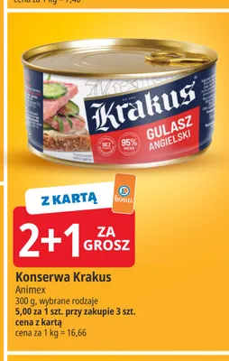 Konserwa Krakus Gulasz Angielski promocja w Leclerc