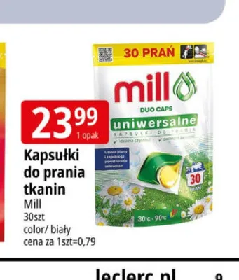 Kapsułki do prania tkanin Mill color promocja w Leclerc