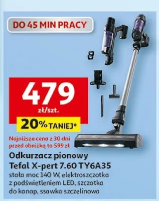 Odkurzacz pionowy Tefal X-pert 7.60 TY6A35 140W promocja w Auchan