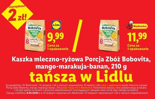 Kaszka mleczno-ryżowa Porcja Zbóż mango-marakuja-banan promocja w Lidl