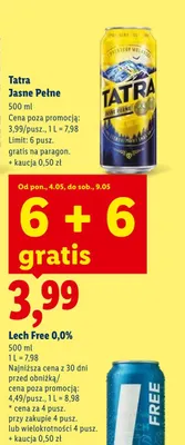 Piwo Tatra Jasne Pełne promocja w Lidl