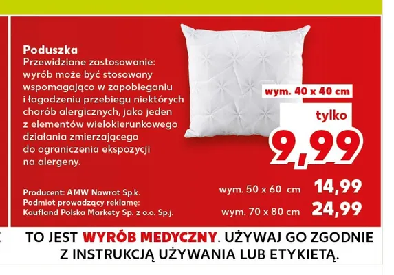 Poduszka 40x40 cm promocja w Kaufland
