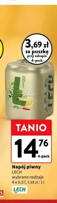 Napój piwny Lech Free 4-pak 500 ml promocja w Intermarche