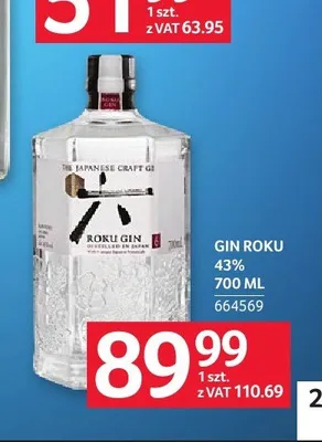 Gin Roku 43% promocja w Selgros