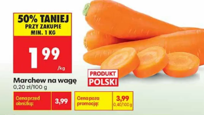 Marchew na wagę promocja w Biedronka