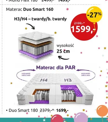 Materac Duo Smart 180 promocja w Black Red White
