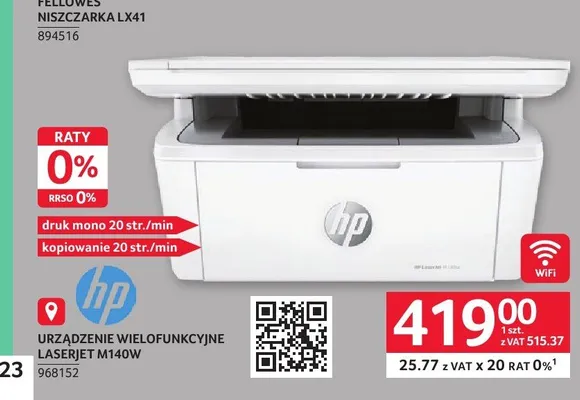 Urządzenie wielofunkcyjne LaserJet M140W HP promocja w Selgros