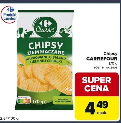 Chipsy ziemniaczane karbowane o smaku zielonej cebulki różne rodzaje promocja w Globi