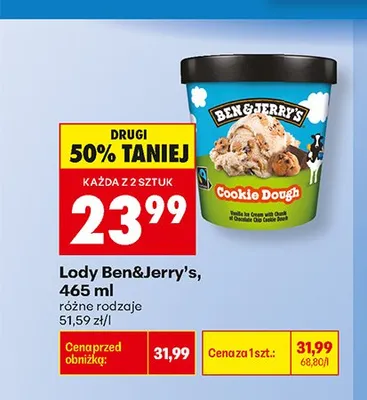 Lody Ben & Jerry's Cookie Dough promocja w Biedronka