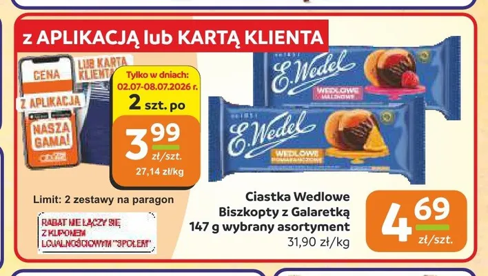 Ciastka E.Wedel Biszkopty z Galaretką promocja w Społem Częstochowa