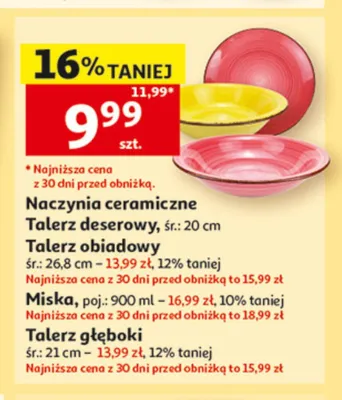 Talerz głęboki ceramiczny śr. 21cm promocja w Auchan