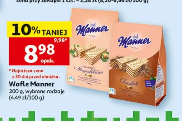 Wafle Manner czekoladowe promocja w Auchan
