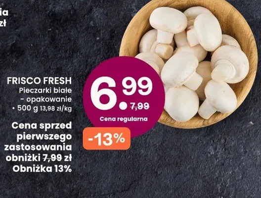 Pieczarki białe opakowanie promocja w Frisco