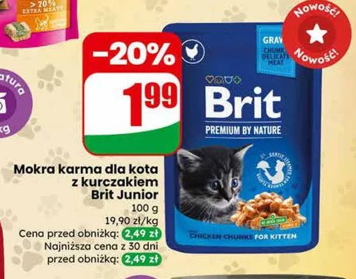 Mokra karma dla kota z kurczakiem Junior promocja w Dino