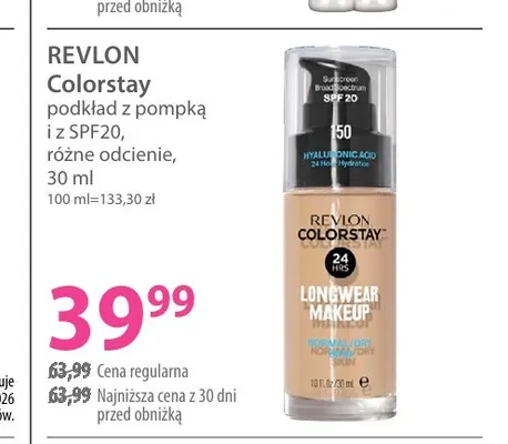 Podkład z pompką i z SPF20 REVLON Colorstay promocja w Hebe