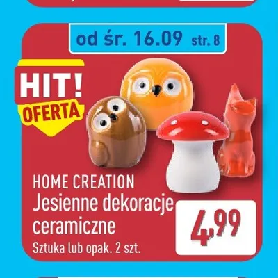 Jesienne dekoracje ceramiczne Home Creation promocja w Aldi