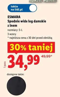 Spodnie wide leg damskie z lnem ESMARA promocja w Lidl