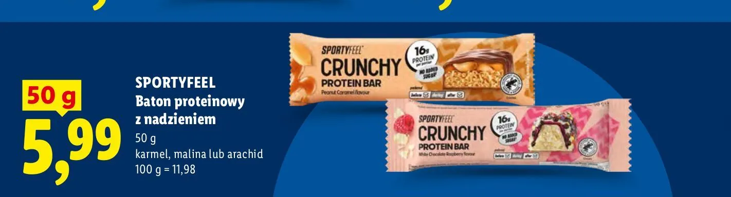 Baton proteinowy z nadzieniem arachid Sportyfeel promocja w Lidl