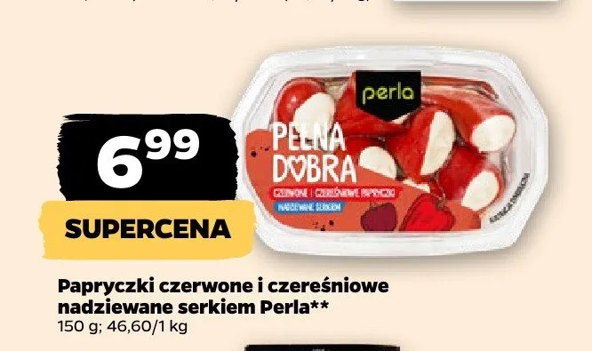 Papryczki czerwone i czereśniowe nadziewane serkiem Perla promocja w Netto