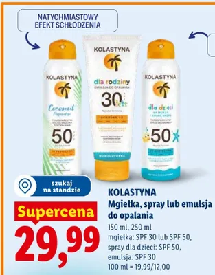 Mgiełka do opalania Kolastyna SPF 50 promocja w Lidl
