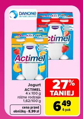 Jogurt Actimel wieloowocowy Danone 4-pak promocja w Carrefour