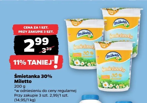Śmietanka 30% Miletto promocja w Netto