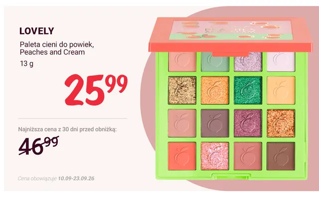 Paleta cieni do powiek Peaches and Cream Lovely promocja w Rossmann