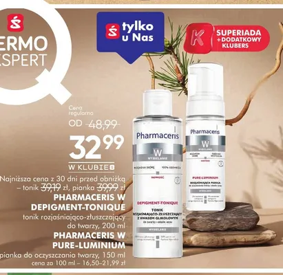 Tonik rozjaśniająco-złuszczający do twarzy Pharmaceris W Depigment-Tonique promocja w Super-Pharm