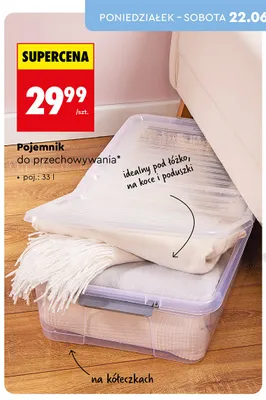 Pojemnik do przechowywania 33 l promocja w Biedronka