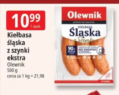 Kiełbasa śląska z szynki ekstra Olewnik promocja w Leclerc