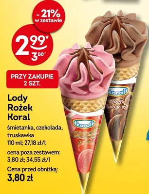 Lody Rożek czekoladowy Koral promocja w Żabka
