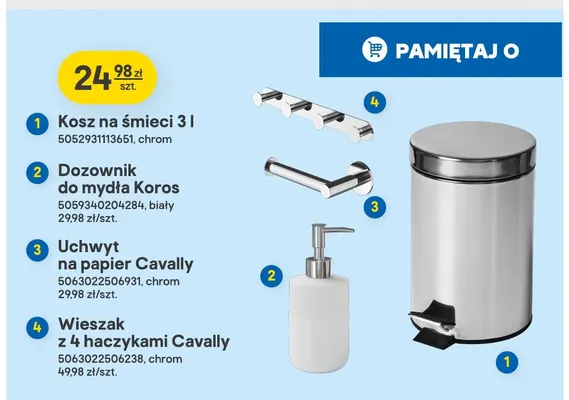 Kosz na śmieci 3 l chrom promocja w Castorama