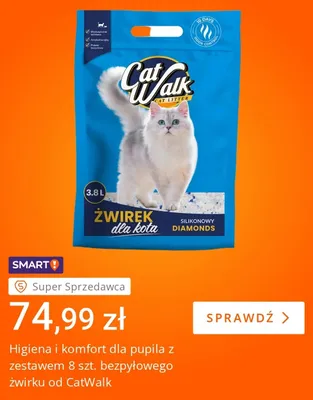 Żwirek dla kota silikonowy CatWalk Diamonds 8-pak promocja w Allegro